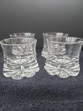 Kosta Boda Old Fashioned Buster Glasses x 4 Goran Warff Whiskey Floral Base